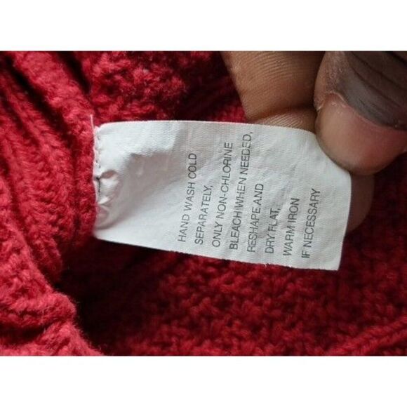 Jeanne Pierre Turtleneck Sweater Women Sz 3XL Cable Knit Maroon Festive Winter - Picture 7 of 7